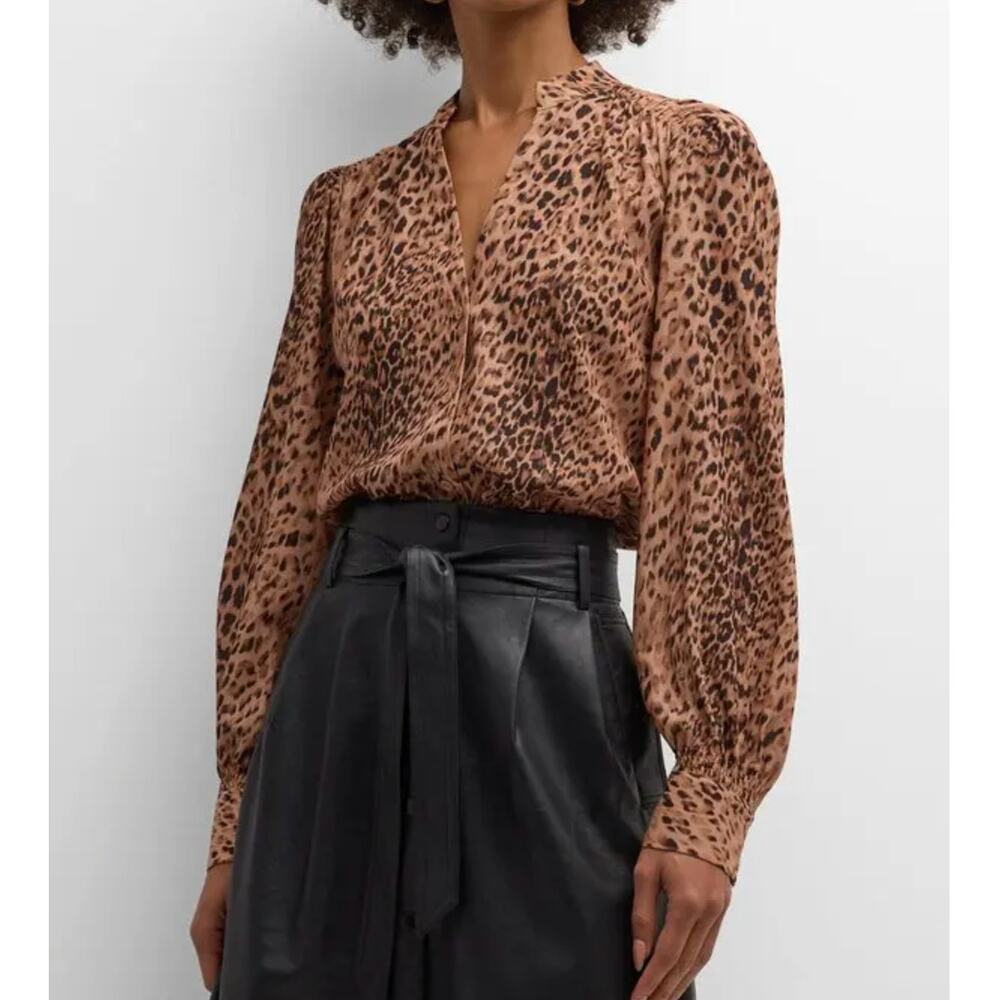 Brochu Walker "Ember" Animal-Print Blouse